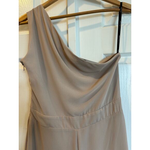 tfnc London NWT Geena Maxi Off Shoulder Long Special Occasions Dress Taupe Sz 12 - Picture 4 of 9